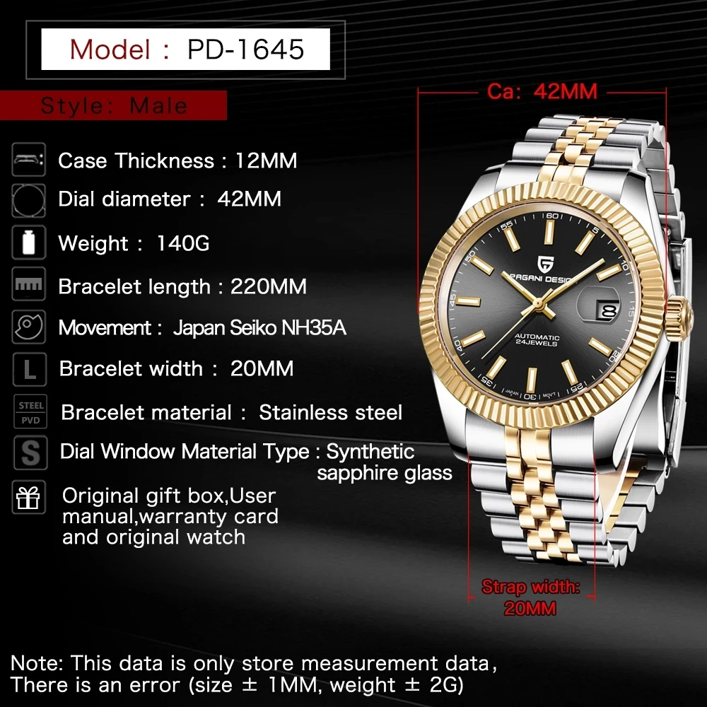 Man Mechanical Watch Stainless Steel 100m Waterproof mechanical watch