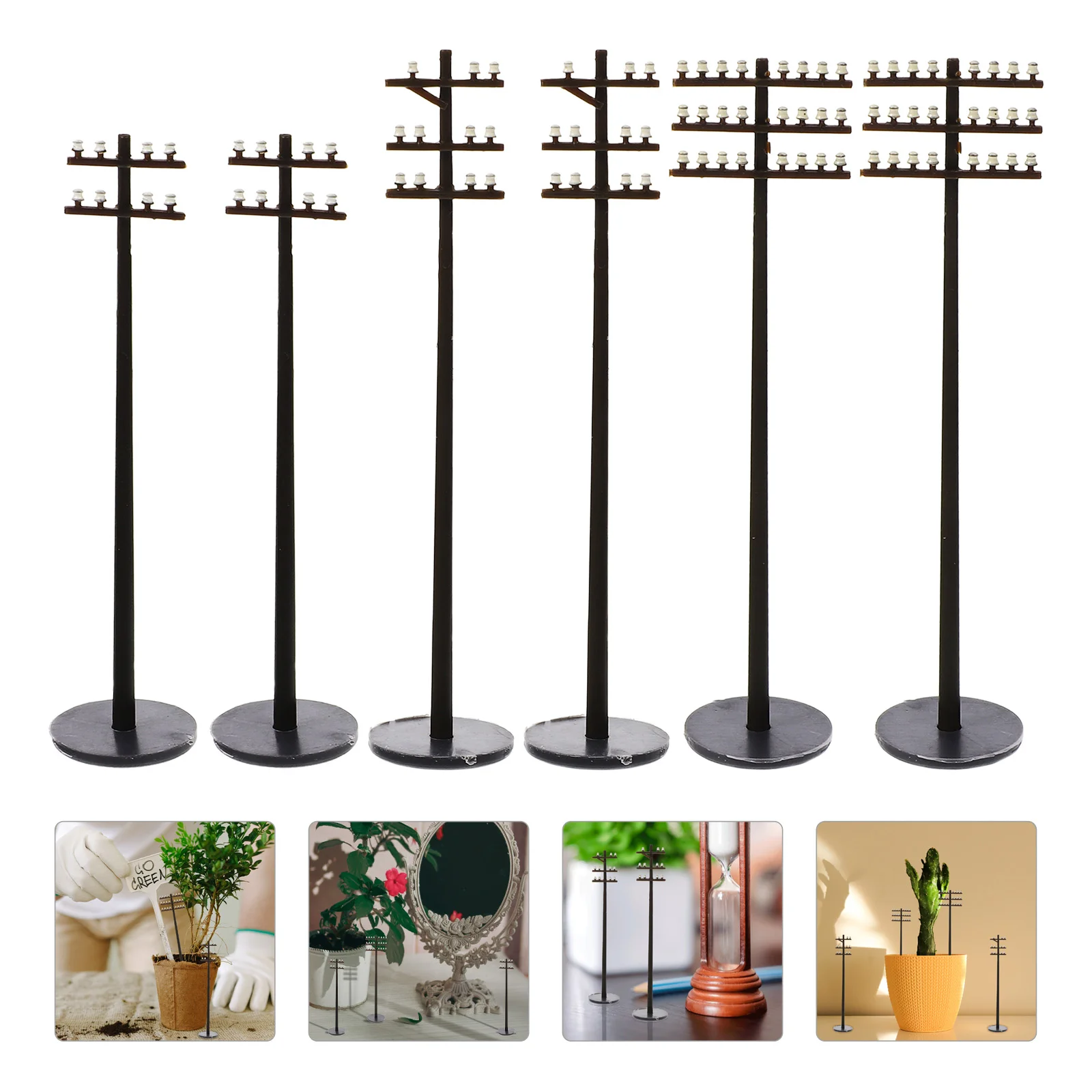 

6pcs Miniature Telegraph Poles Plastic Telegraph Poles Models for DIY Decoration