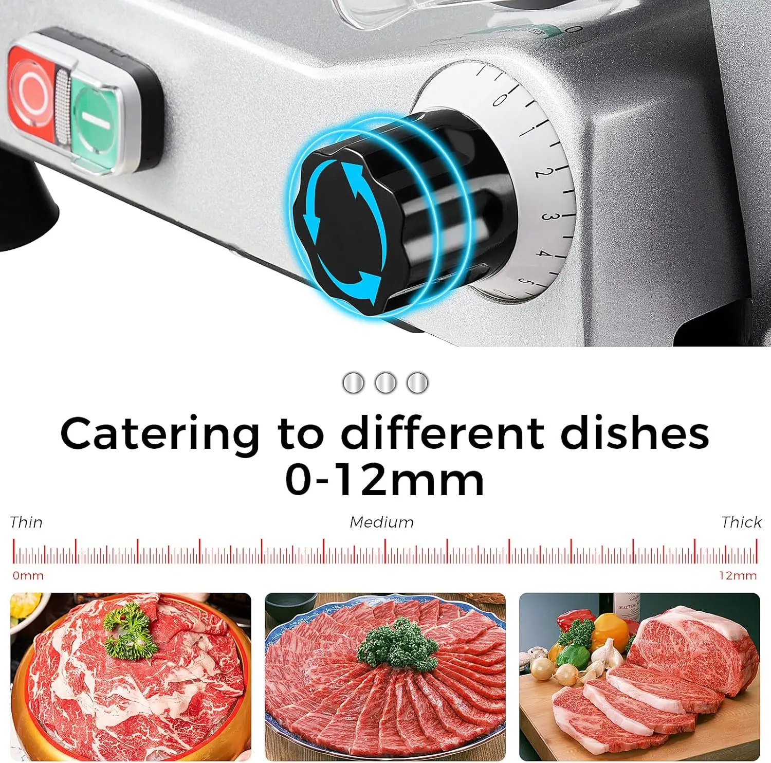 Commercial Meat Slicer - 240W Frozen Meat Cheese Deli Slicer with 10" Stainless Steel Removable Blade, Semi-Auto Meat Slicer 5