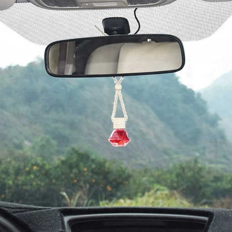 D0AD-Car Hanging Glass Bottle, Empty Dispenser, Refillable Essential Oils Diffuser, Air Fresher Pendant, 10Pcs 6