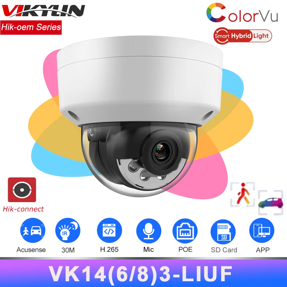 Vikylin Oem Hikvision 4Mp 6Mp 8Mp Smart Hybrid Light Ip Camera Ds-2Cd1183G2-Liuf Microfono Integrato Scheda Sd Telecamera Ip Di Sorveglianza Poe