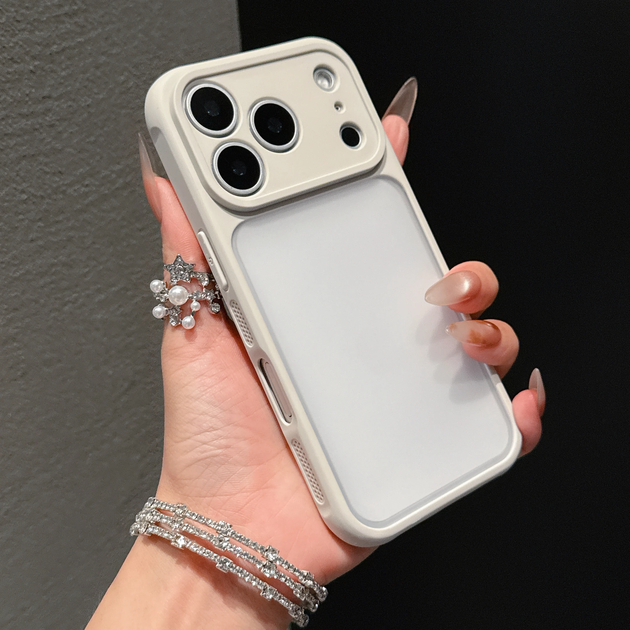 Luxury Transparent Orange Shield Phone Case with Lens Protection & Shockproof Cover