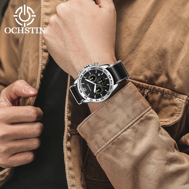 OCHSTIN creative nylon series multi-function quartz core new personalized 2024 men's quartz watch men's waterproof wristwatch