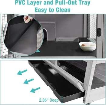 Guinea Pig Cage,2-Story Hamster Cage with 2.36”Deeper Anti-Chewing Pull Out Tray,Small Animal Cage for Rabbit,Rat,Hedgehog 2