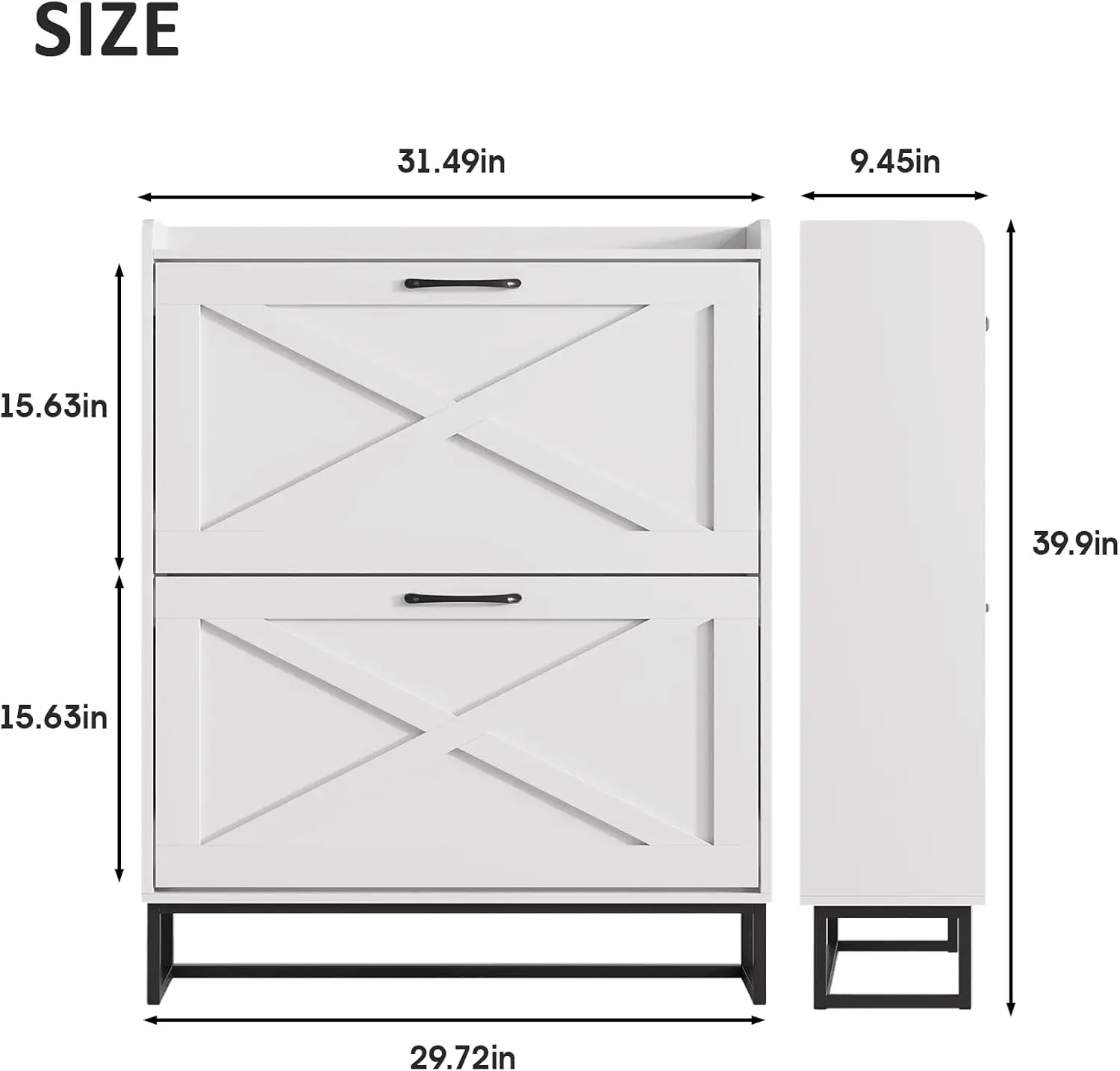 Shoe Cabinet with 2 Flip Drawers, Freestanding Shoe Cabinet Organizer with Metal Legs, Shoes Storage Cabinet for Entryway