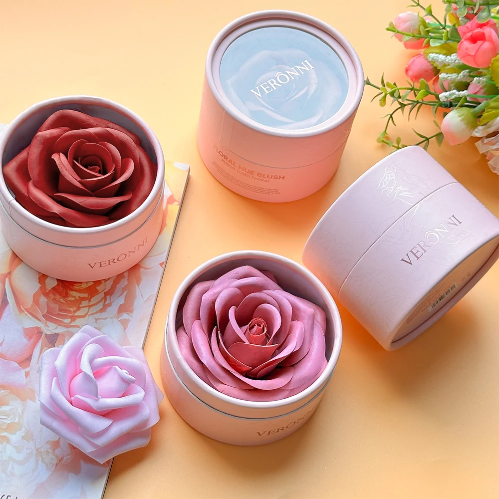 Rose Blush 4-Shade 3D petal rose Makeup Blush gift highlighter Blusher Makeup Products real Rose Flower Cosmetics