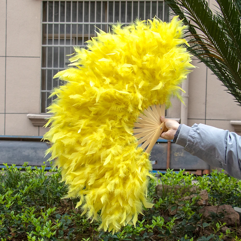 

Colored Turkey Feathers Fan 45cm Colorful Handheld Plumes Fan Dancer Party Performance Ornament Stage Props Crafts Plume 1Pcs