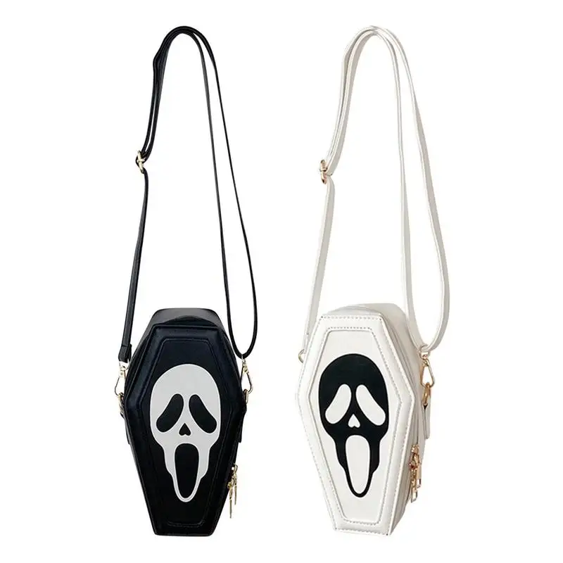 

Gothic Coffin Handbag Halloween Crossbody Bag PU Underarm Bag Halloween Shoulder Bag For Girl Cosplay Make Up Cosmetic Bag