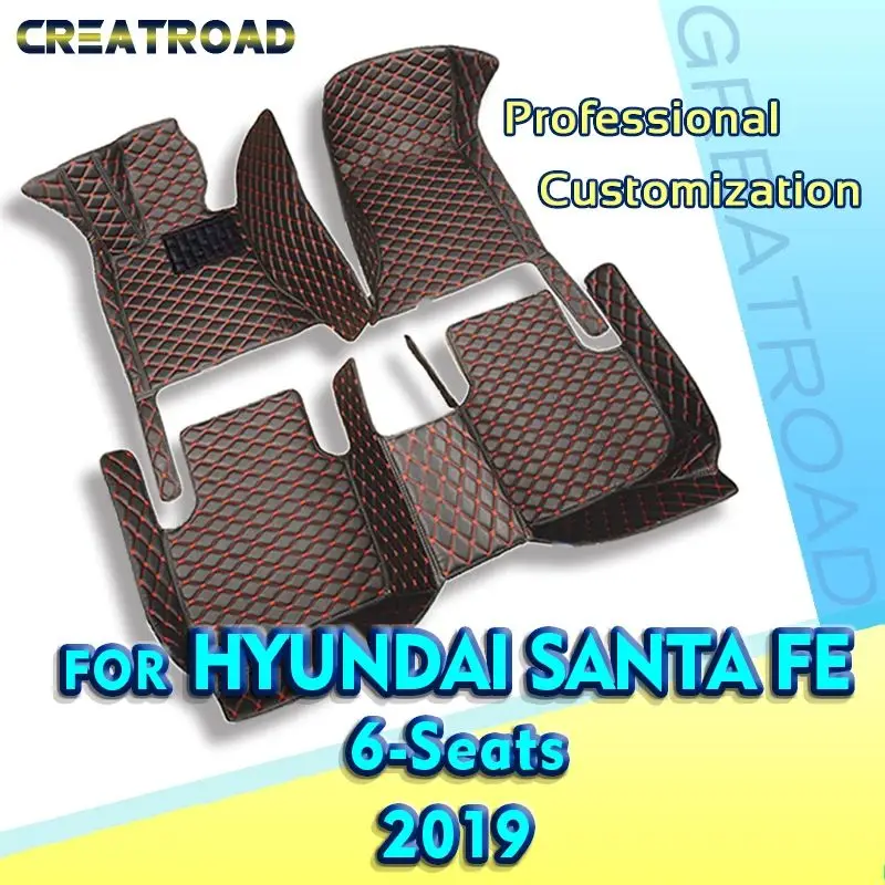 

Car Floor Mats For Hyundai Santa Fe Six Seats 2019 Custom Auto Foot Pads Automobile Carpet Cover Interior Accessories