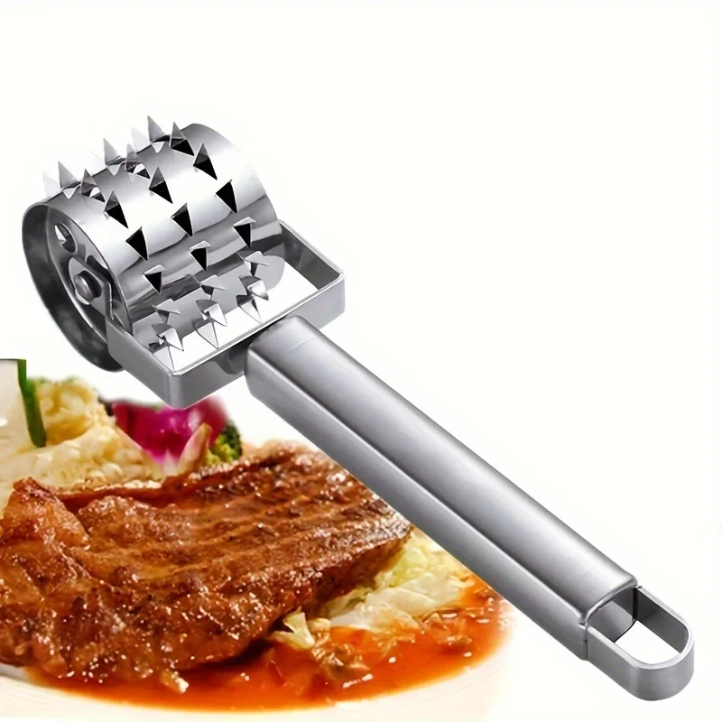 1pc Stainless Steel Meat Tenderizer Roller Hammer With Handle Pizza Roller Suitable For Any Meat Kitchen Tools Easy To Clean