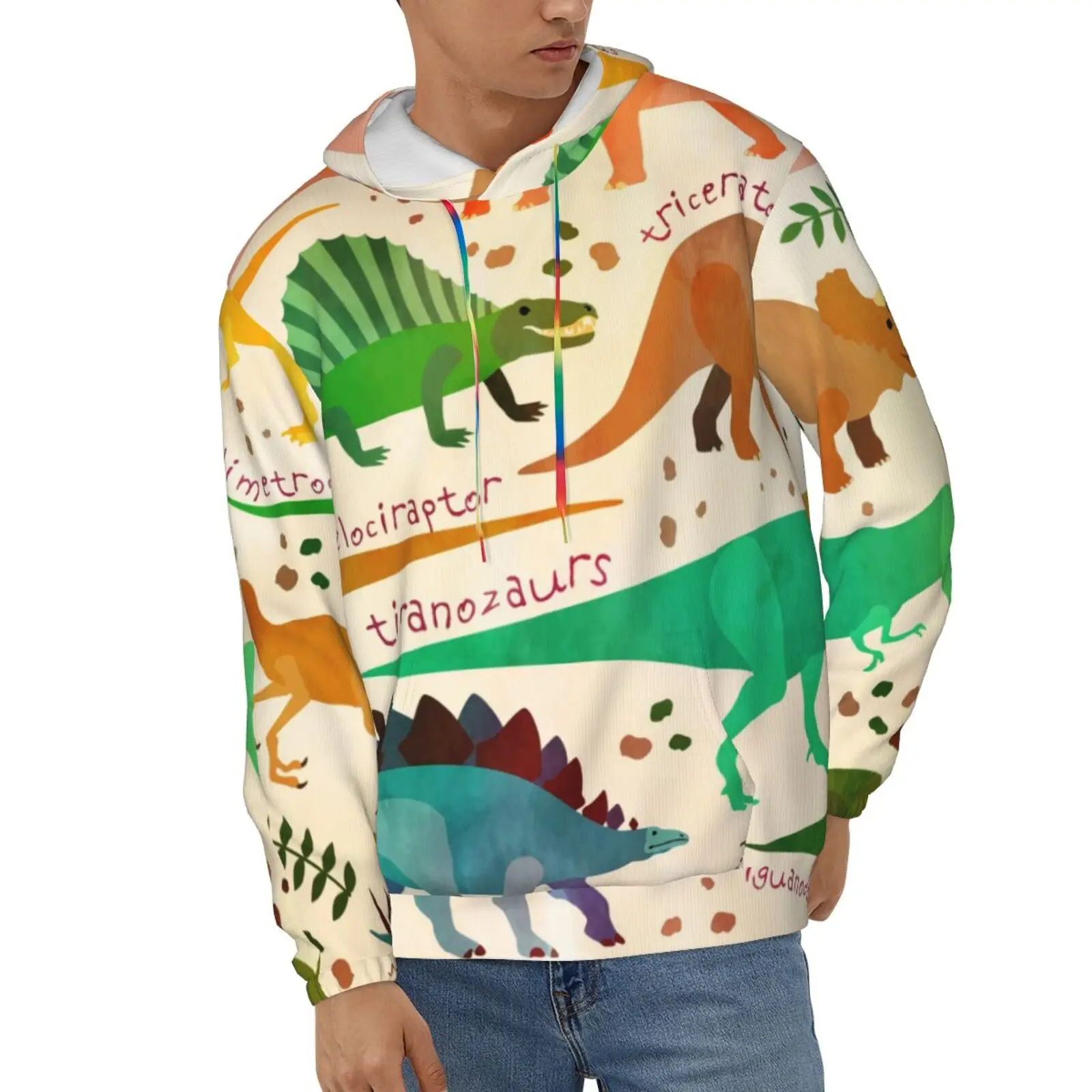 

Wansici Hoodie Long Sleeve Pattern with dinosaurs Pullover Casual Sweatshirt