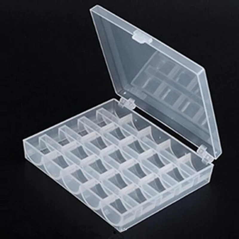 25Pcs Clear Sewing Machine Bobbins Spools Empty Bobbins Spools Plastic Storage Box For Home Sewing Accessories Tools 2518P 