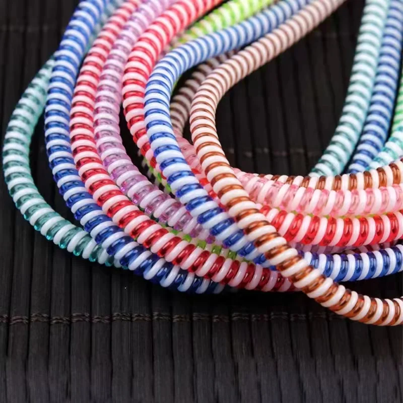 1.4M 15 Colors Data Cable Protective Sleeve Spring twine For Iphone Android USB Charging Earphone Case Cover Bobbin Winder