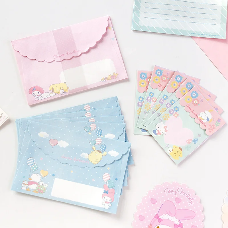 Mailing envelopes Kawaii Sanrio Kitty Melody Cinnamoroll Envelope Set Cute Festival Message birthday greeting cards