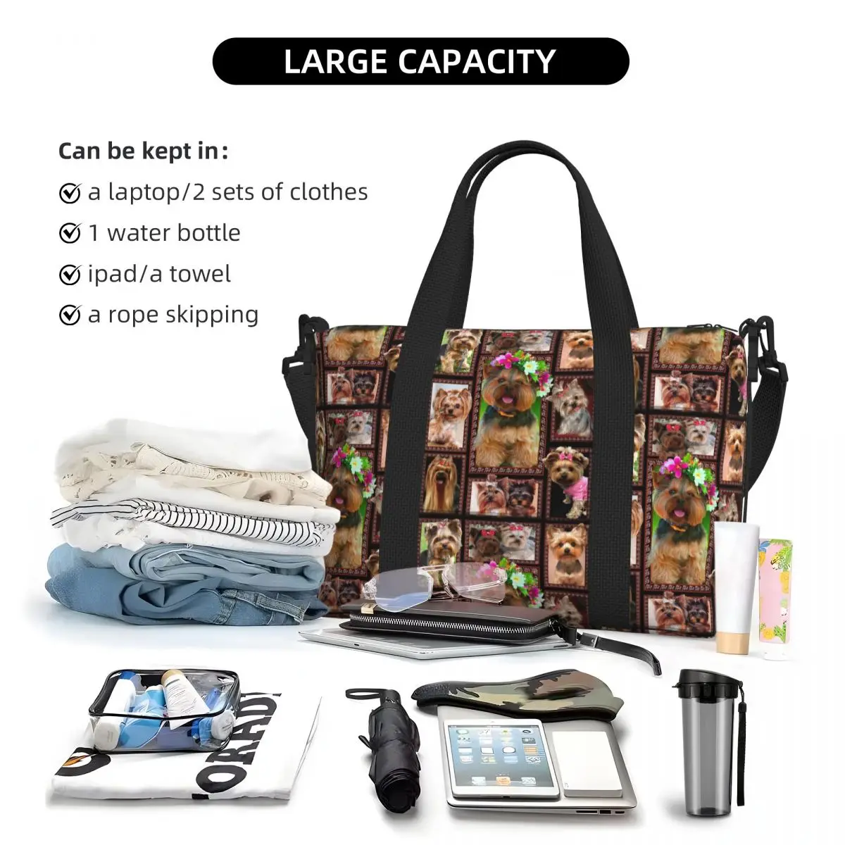 Yorke Dog Yorkshire Terrier Beach Tote Bag Women Extra Large Gym Carry On Travel Shopping Bags