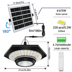 Enhanced Solar Pendant Light - Motion Sensor, Waterproof, Dimmable LED Indoor/Outdoor Lamp for Gazebos, Yards, and Garages (Solar Pendant Lamp A)