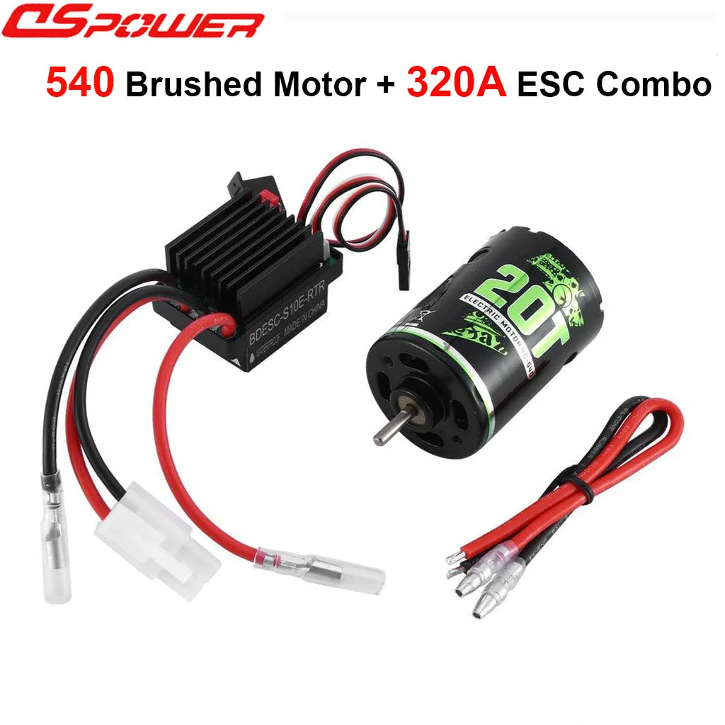 

DSPOWER 540 Brushed Motor RC Crawler Motor 20T 60A ESC Brushed Electric Speed Controller 5V/2A BEC for 1/10 RC Car TRX AXIAL HSP