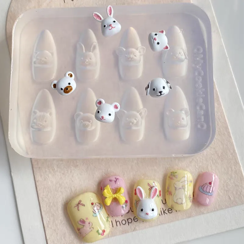 1pc 아이스크림 딸기 크림 쿠키 마녀 3D 아크릴 금형 네일 아트 장식 고양이 DIY 디자인 실리콘 네일 아트 손톱 금형