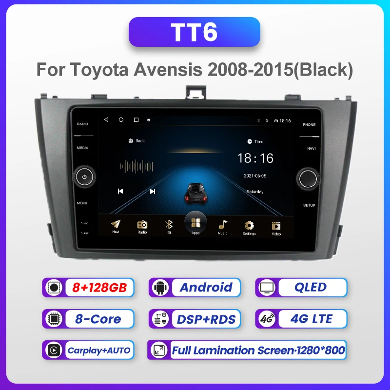 Android Auto Car Radio For Toyota Avensis T27 2008 2009 2010-2013 2014 2015  Multimedia Video Player Navigation Gps Ips 1280*800 - Car Multimedia Player  - AliExpress