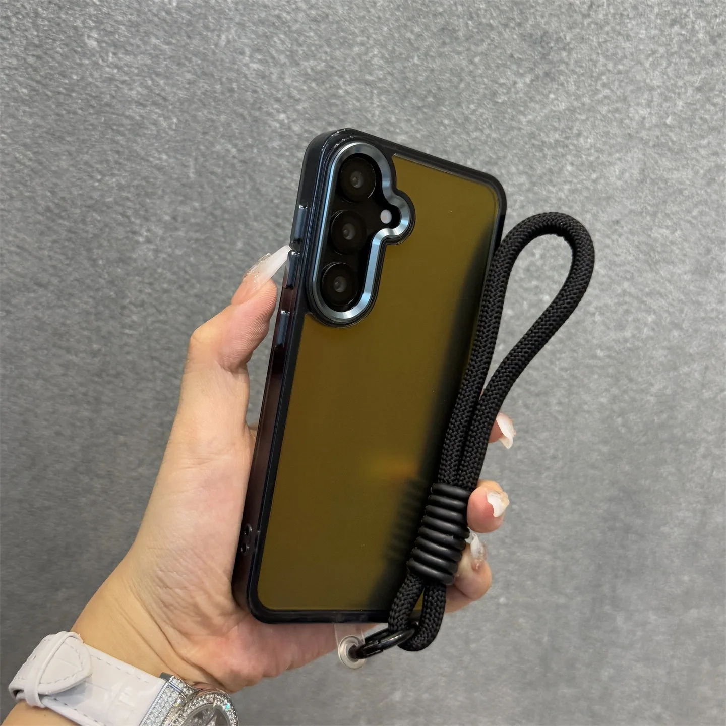 Aurora Matte Wrist Strap Case with Lanyard - Durable Hard Cover