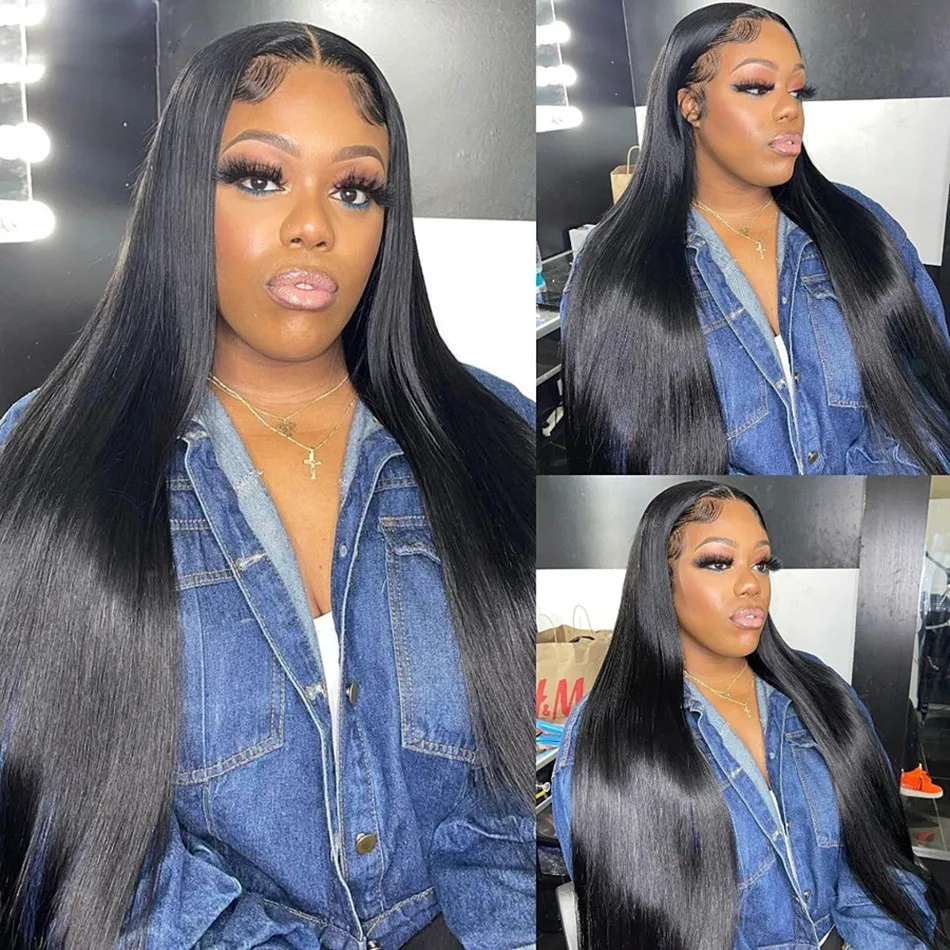 Bone Straight Human Hair Bundles 30 Inch 3/4 Pieces Brazilian Weave for Black Women Straight Remy Extensions