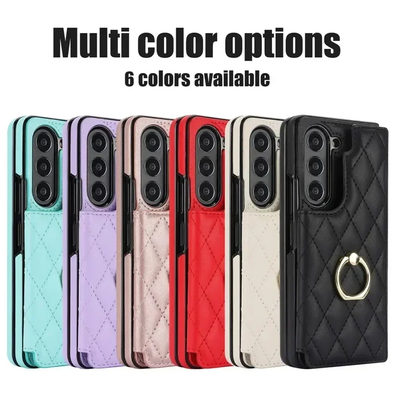 Luxurious Leather Ring Wallet with Card Holder & Kickstand - Shockproof Phone Case