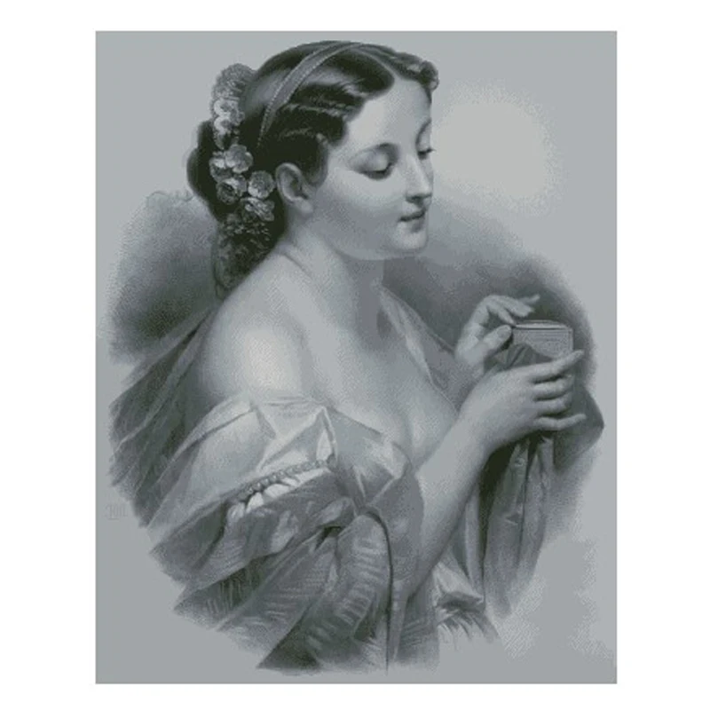 

Premium Nostalgic Counted Cross Stitch Kit, Classical Dressed Lady Beauty Girl, Top Quality