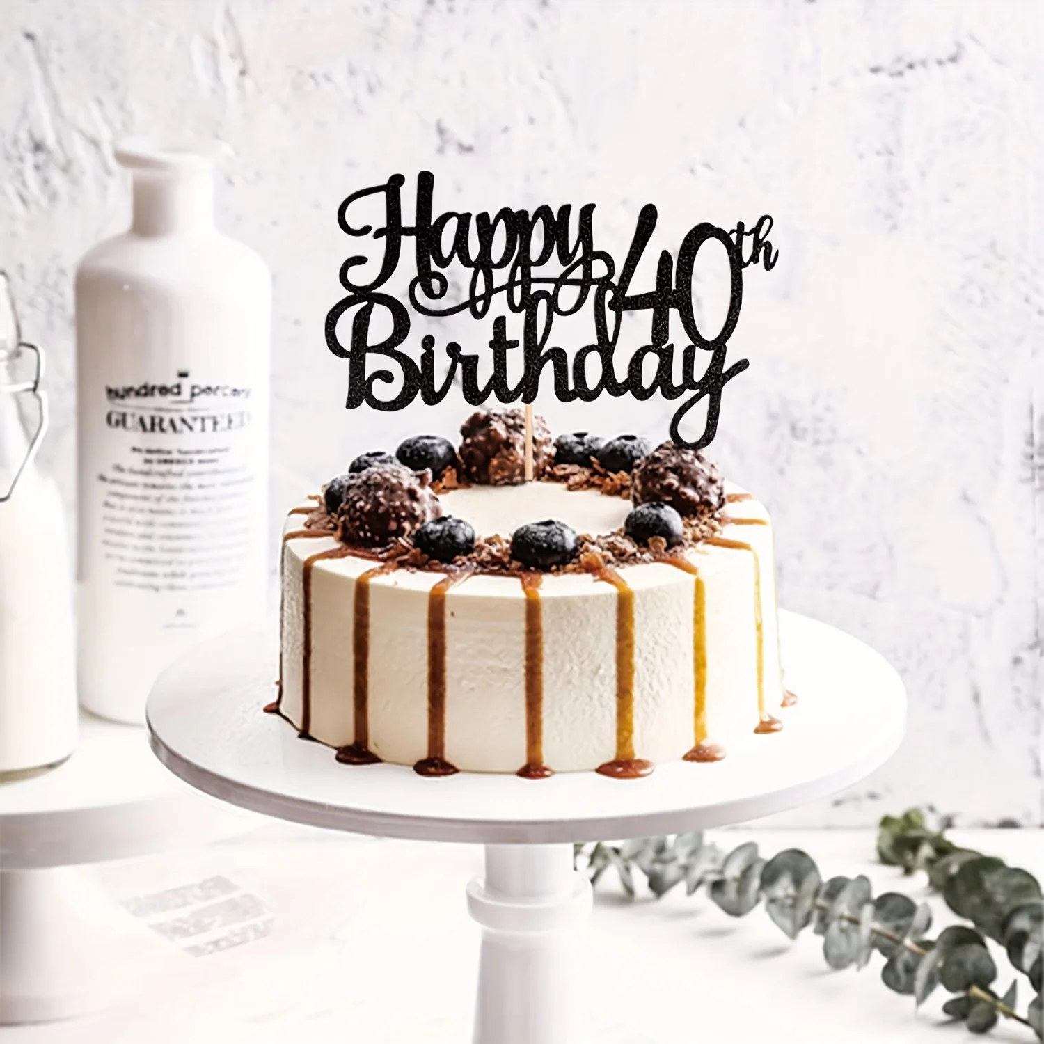 1 pezzo di carta per topper per torta di buon 40° compleanno, glitter,  allegria a 40 anni, decorazione per torta di compleanno - AliExpress, image size:1500x1500