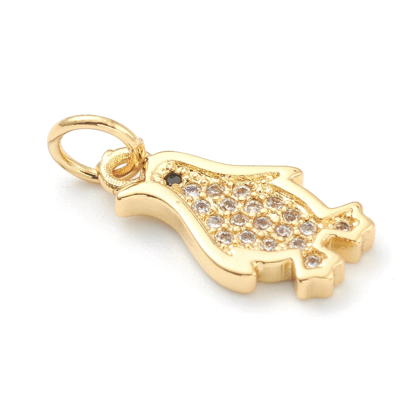 Pandahall 10pcs Mixed Color Penguin Brass Clear Cubic Zirconia Pendants Charms with Jump Ring For Necklace Jewelry Making Gift 4