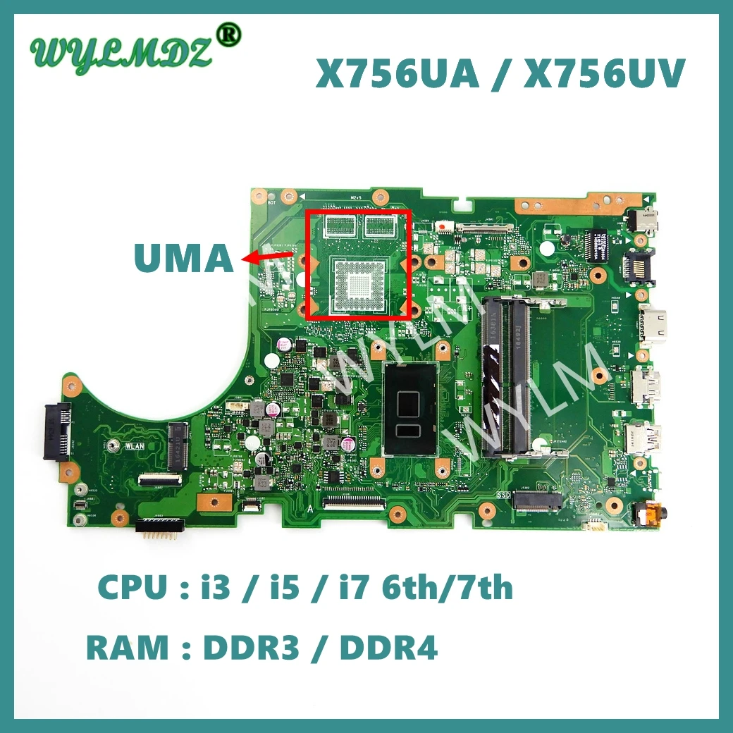 

X756UA Laptop Motherboard For Asus X756UW X756UV X756UQK X756UB X756UWK X756UXM X756U X756UQ Mainboard i3/I5/I7 6th/7th CPU