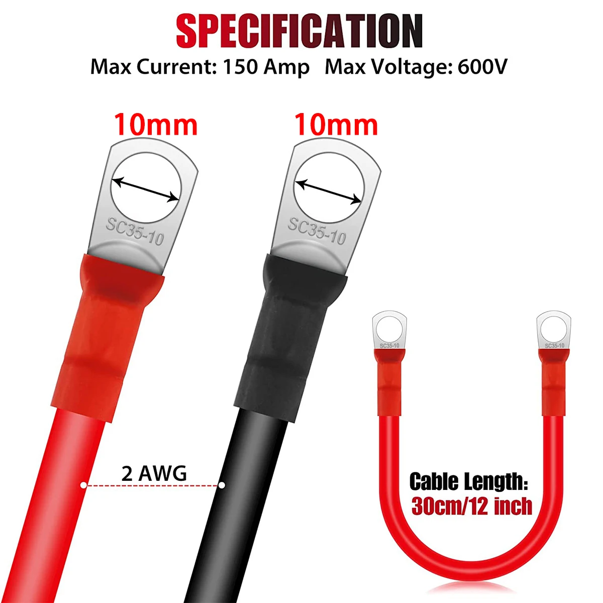 Waterproof Flexible Copper Battery Cable Set for Car Inverter UPS