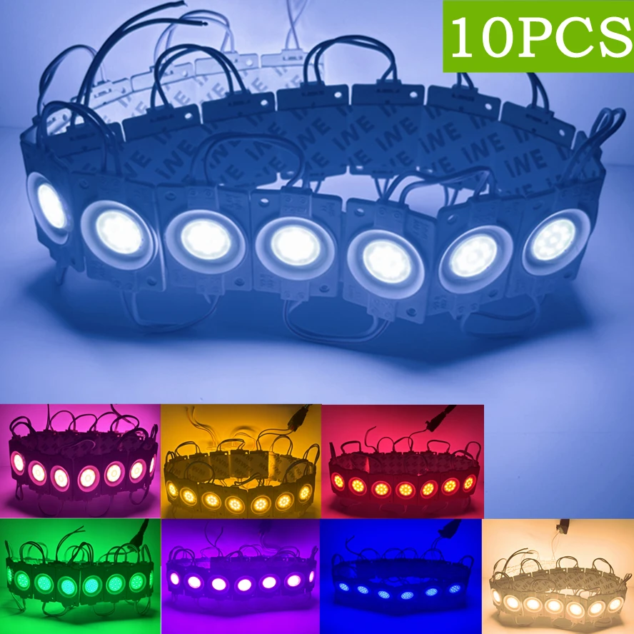 LED Modules 10PCS 12V Multicolour Led Modules COB Light Backlight Shop Banner Waterproof IP65 Christmas Decorations White Warm Blue Yellow