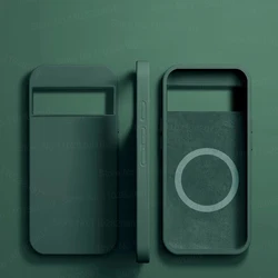 Luxury Liquid Silicone Magnetic Phone Case - Wireless Charging Bumper Cover for Pixel 7 (Dark Green)