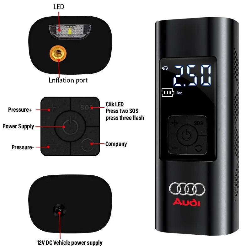 Car Pump Multipurpose Small Portable Mini High Capacity Household For Audi Sline A4 B8 B6 B7 B9 A3 8P 8V A6 C7 C6 C5 A5 Q5 A1 A6