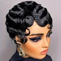 Short Brown Finger Wave Pixie Wig