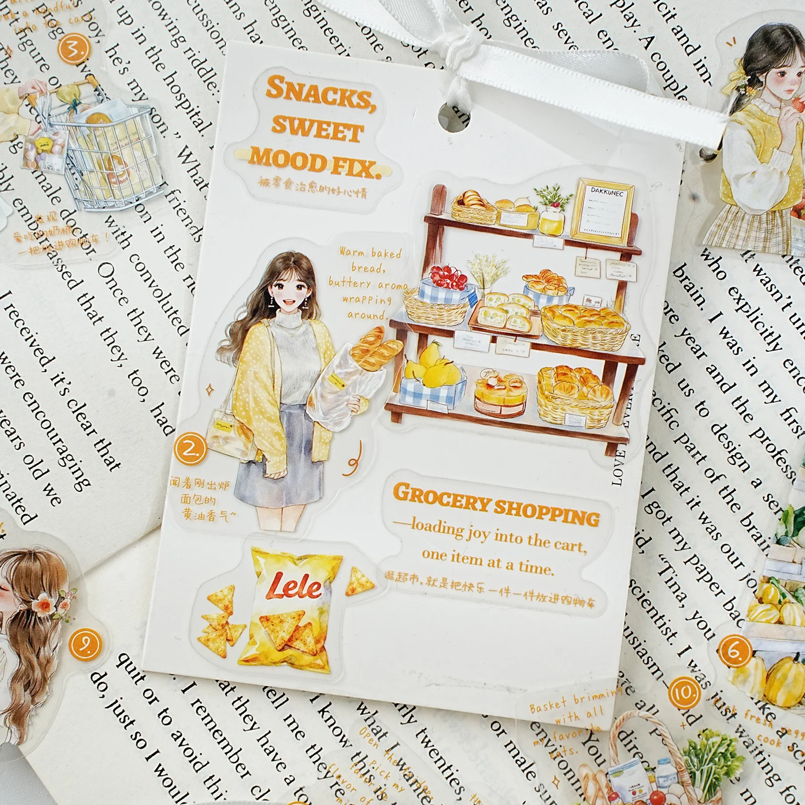 Etori Life 15Pcs 힐링 시리즈 데일리 쇼핑 스티커 신선하고 여성스러운 저널 장식 재료 노트북, 여행 가방, 스케이트보드, 자전거, 기타, 사진 앨범, 사무실 장식 액세서리, 방 장식, DIY 공예