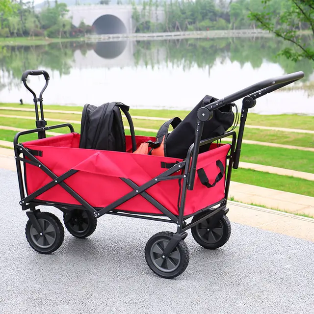 Északi Kerti Kocsik Kültéri Összecsukható Push Kocsi Hordozható Kemping Piknik Istálló Kerekek Bevásárló Kosár Horgászkocsi - Image 2