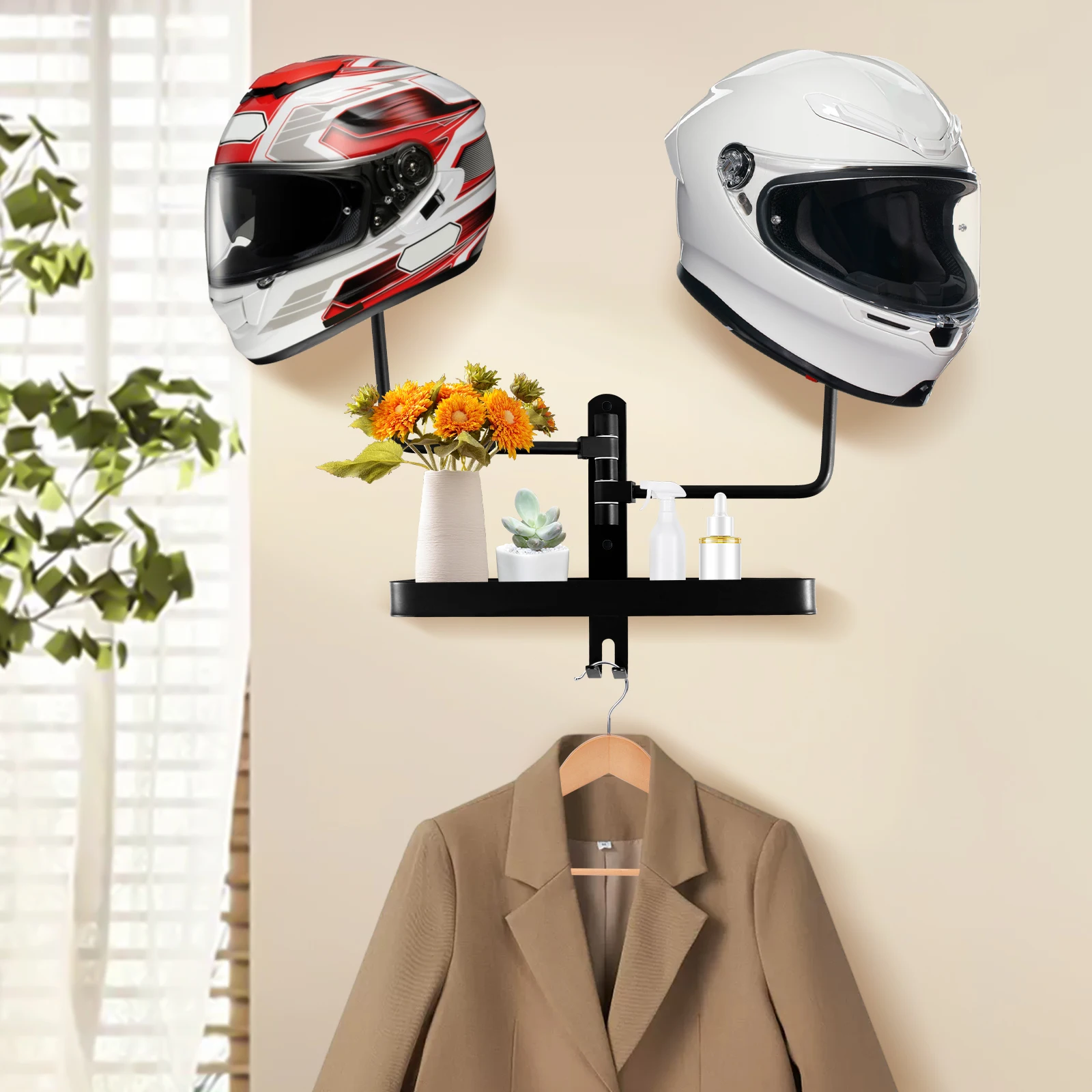 Porta Casco Muro Demiawaking Portacasco Moto Girevole Di 180 Gradi