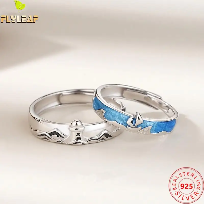 

Real 925 Sterling Silver Jewelry Safe Haven Waves Lovers Rings For Women Men Original Design Romantic Romantic Accessories 2022