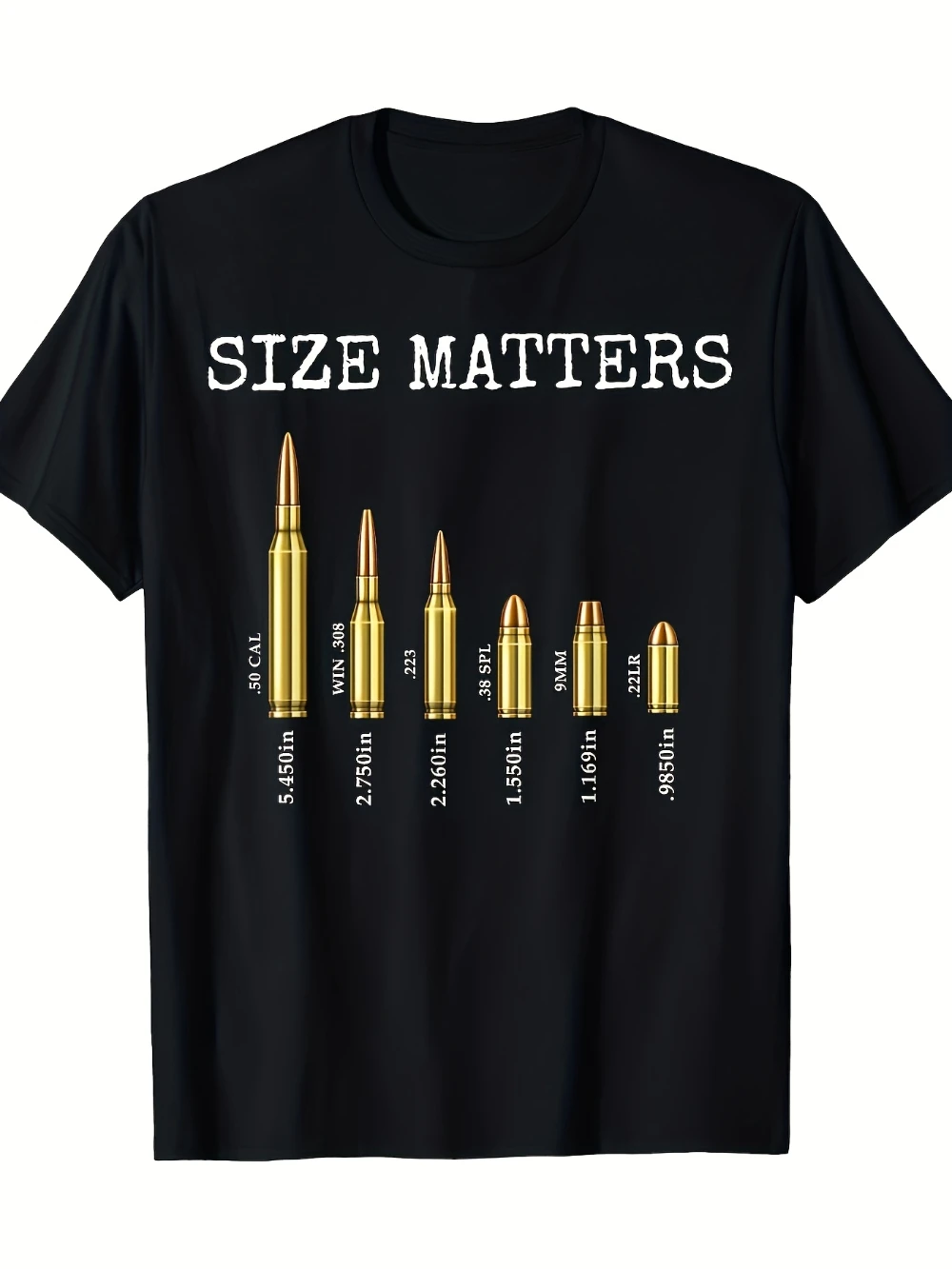 Herren-T-Shirt mit schwerem Stoff und Munition-Grafik: Kaliber-Kugel-Design, locker sitzendes Freizeitshirt, Herren-T-Shirts für den Sommer, Unisex