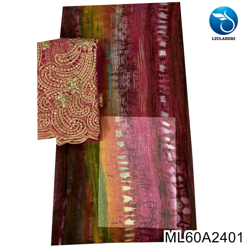 

2024 New Elegance African Tribute Silk Different Styles of Printed Chiffon Fabric 7 Yards Women Dress Cloth ML60A24