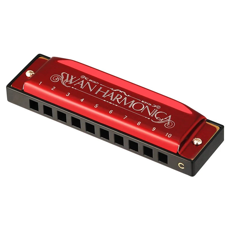 SWAN Harmonica 10 Holes 20 Tunes Mouth Organ Blues Deluxe Harmonica Key of C for Beginner Adults Kids Gift