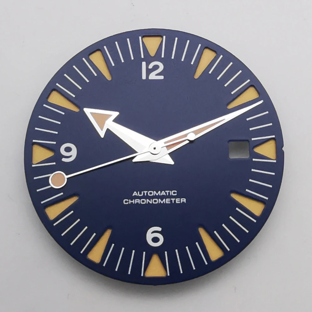 

31mm luminous black blue sterile watch dial hands fit NH35 Miyota 8215 8205 DG2813 ETA 2836 2824 movement