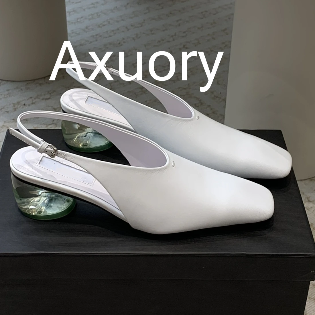 

2024 New Women's Sandals Genuine Leather Design Heel 4cm Workplace Design Versatile Casual Shoes