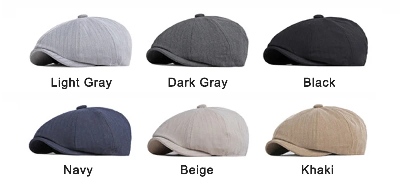 Casual Achteckige Hüte Für Männer Solide Acht-klinge Berets Frühling Sommer Newsboy Caps Frauen Maler Hut Baumwolle Fischgräten Flache kappe – Detail 3