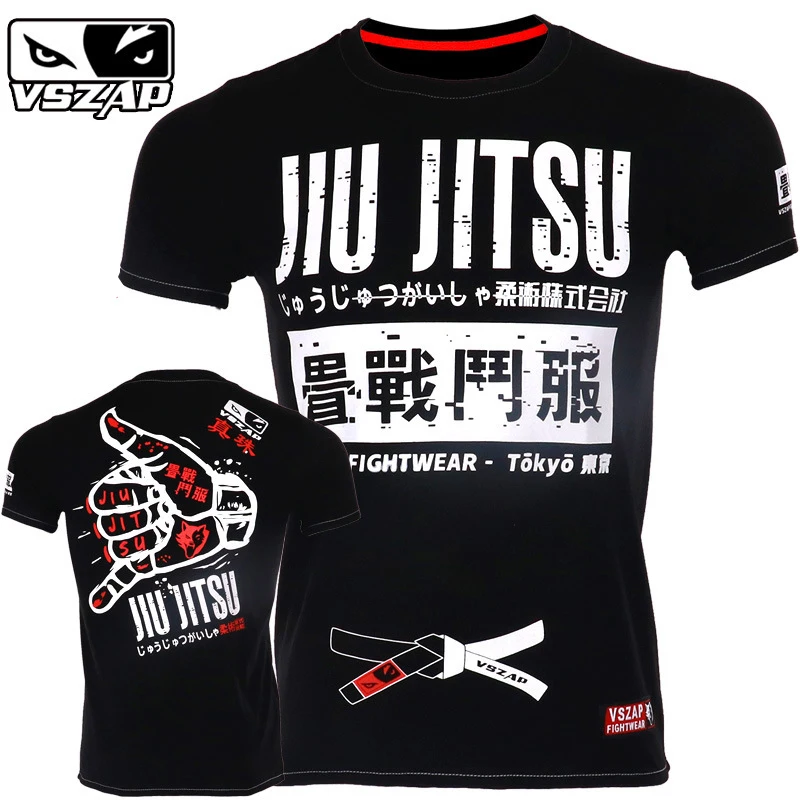 Sports apparel mens t shirt Vszap Jiu-Jitsu Rash Guard Short Sleeve MMA T Shirt Men Women Muay Thai Shirt BJJ Kickboxing Jersey Sanda Fight Boxing Clothing