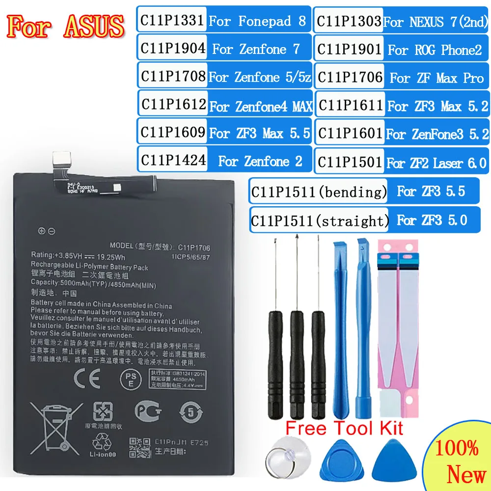Batteria Del Telefono Per Asus Fonepad 8 Zenfone Max Pro 2 5 5Z 7 Zf4 Max Zf3 5.0 5.2 5.5 Zf2 6.0 Nexus 7(2Nd) Rog Phone2