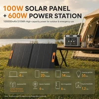 Station d'alimentation portable 600W 100000mAh avec panneau solaire 100W en option, pack combiné, générateur solaire à onde sinusoïdale pure avec charge rapide bidirectionnelle Type-C pour camping, camping-car, maison, alimentation de secours extérieure, expédition rapide depuis l'entrepôt européen 4