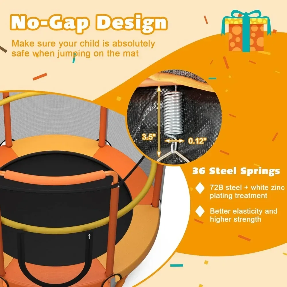 60" Trampoline for Kids, Heavy Duty, Adjustable Height, Max Weight 330 lbs, 5 Ft Outdoor Indoor Trampoline for 3-7 Ages 5