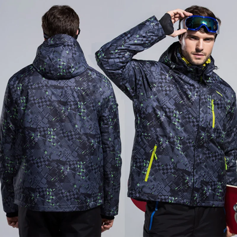 Men's Ski Hoodie Jackets Winter Outdoor Windproof Waterproof Warm Skiing Snowboarding Jackets Male Breathable Ski